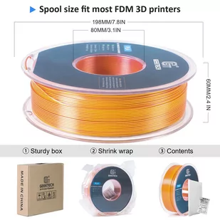 Dwukolorowy jedwabny filament PLA Geeetech 1kg  - Złoto i Miedź - Grawerowanie i akcesoria - miniaturka - grafika 1