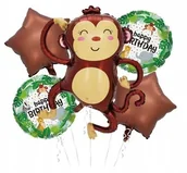 Balony i akcesoria - BALON FOLIOWY MAŁPA ZOO URODZINY DEKORACJA 5x - miniaturka - grafika 1