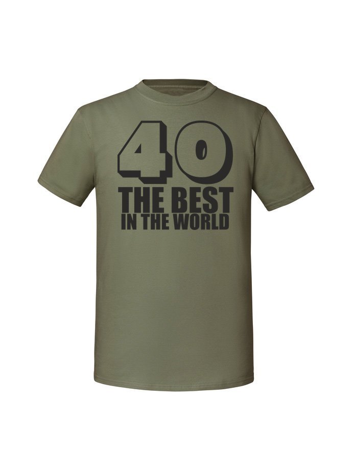 Męska koszulka z nadrukiem -40 The best in the world Olive XL