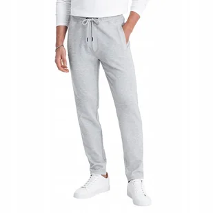 Męskie spodnie dresowe o marchewkowym kroju szary melanż V3 OM-PASK-0166 XL - Dresy męskie - miniaturka - grafika 1