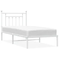 Łóżka - Metalowa rama łóżka z wezgłowiem, biała, 80x200 cm Lumarko! - miniaturka - grafika 1