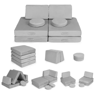 Sofa modułowa duża składana dla dzieci DIY 8 miękkich poduch - szara ECOTOYS - Wyposażenie pokoiku dziecięcego - miniaturka - grafika 1