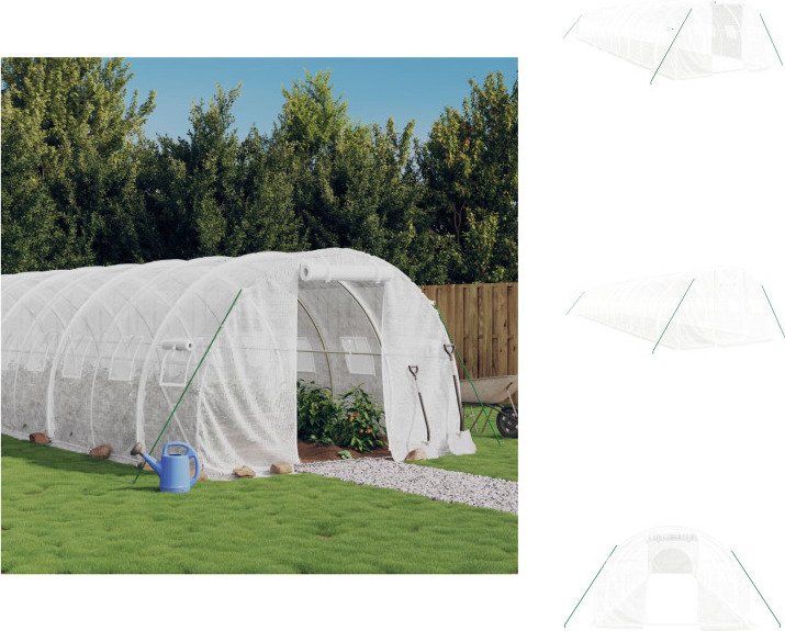 vidaXL Szklarnia z ramą stalową biała 42 m² 14x3x2 m - Szklarnie