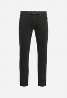 Spodnie męskie - Szare Klasyczne Jeansy Skinny ze Stylowym Paskiem i Klamrą Maroli - miniaturka - grafika 1