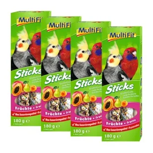 MultiFit Sticks dla dużych papug 4 x 2 szt. Owoce - Przysmaki dla ptaków - miniaturka - grafika 1
