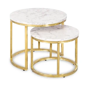 Zestaw biało-złotych stolików glamour kawowych N3-P42 - Ławy i stoliki kawowe Zestaw biało-złotych stolików glamour kawowych N3-P42 - Ławy i stoliki kawowe - miniaturka - grafika 1
