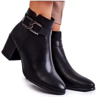 Botki damskie - Sergio Leone Damskie Ocieplane Botki Z Ozdobą Czarne Astrid - miniaturka - grafika 1