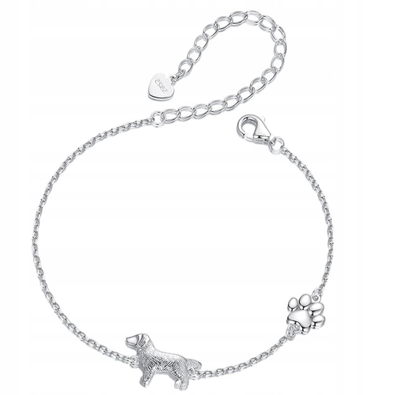 Bransoletka Srebrna Bransoletka Damska Pies Łapka Srebro 925 Trusky
