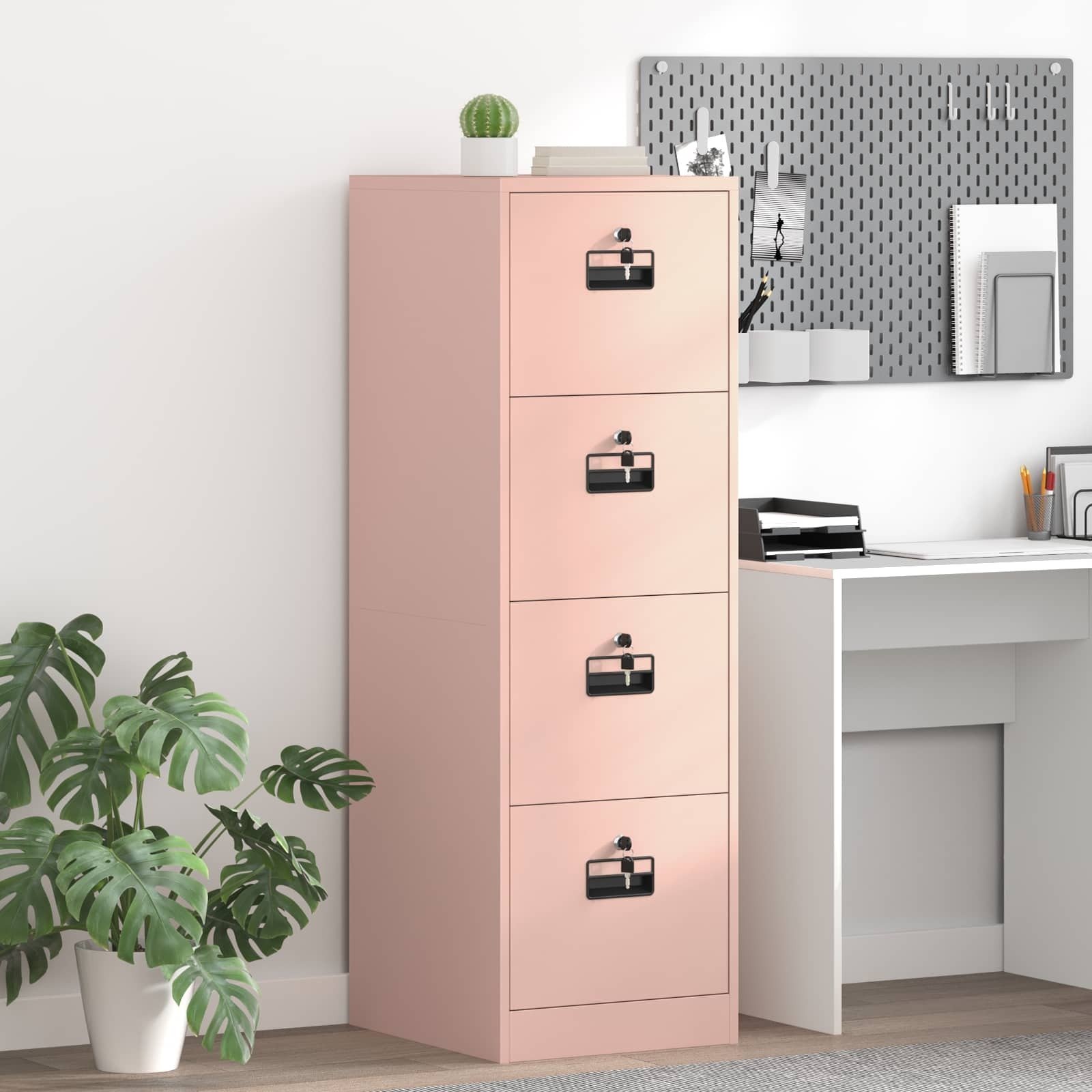 vidaXL Szafka na dokumenty z szufladą 2 pcs Różowy 44 x 50 x 106.5 cm