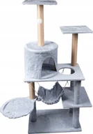 Drapaki dla kotów - Drapak dla kota legowisko wieża domek 5 poziomów szary - miniaturka - grafika 1