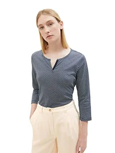 T-shirt damski TOM TAILOR z rękawami 3/4 i wzorem, 32365-Granatowy geometryczny wzór, XL - Koszulki i topy damskie - miniaturka - grafika 1