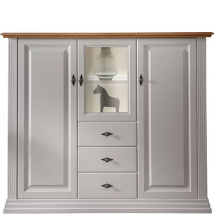 Kredens II Drewniany z Białej Sosny WZ-0622-0401 WZ-0622 G+K Meble Sosna Woskowana Na Biało, Dąb Olej - Kredensy - miniaturka - grafika 1