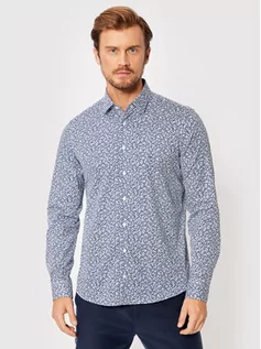Koszule damskie - Calvin Klein Koszula Seasonal print K10K109172 Niebieski Slim Fit - grafika 1