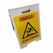 Systemy ekspozycyjne i znaki informacyjne - EM020 POTYKACZ "UWAGA! ŚLISKA PODŁOGA", PN - PŁYTA PCV 1MM; (330X510MM) - miniaturka - grafika 1