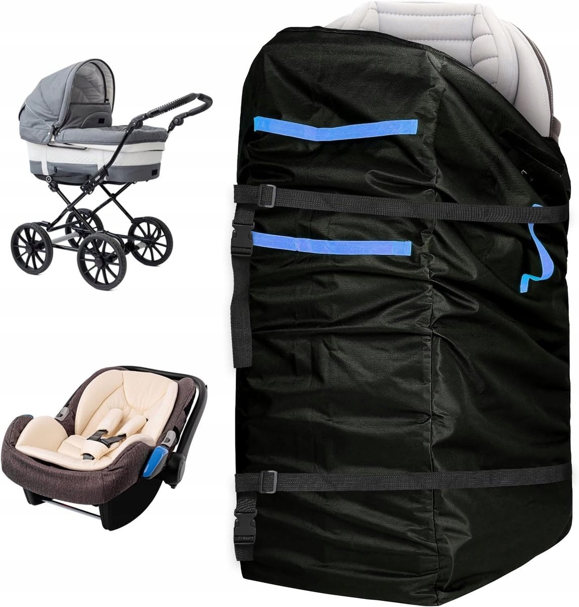 Duży Pokrowiec Na Wózek Dziecięcy Akcesoria Torba Podróżna Wodoodporna Xxl