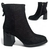 Botki damskie - Botki Damskie SKÓRZANE na Obcasie Eleganckie Wsuwane Jesienne Barski 37 - S.Barski - miniaturka - grafika 1