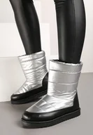 Śniegowce damskie - Srebrne Płaskie Śniegowce z Pikowaną Cholewką Kariti - miniaturka - grafika 1