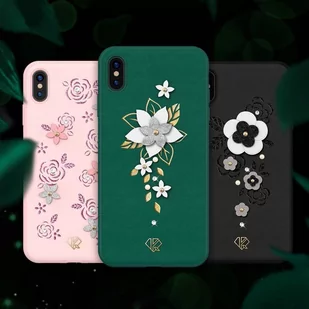 Kingxbar Petal etui ozdobione oryginalnymi Kryształami Swarovskiego iPhone XS / iPhone X czarny - Etui i futerały do telefonów - miniaturka - grafika 2