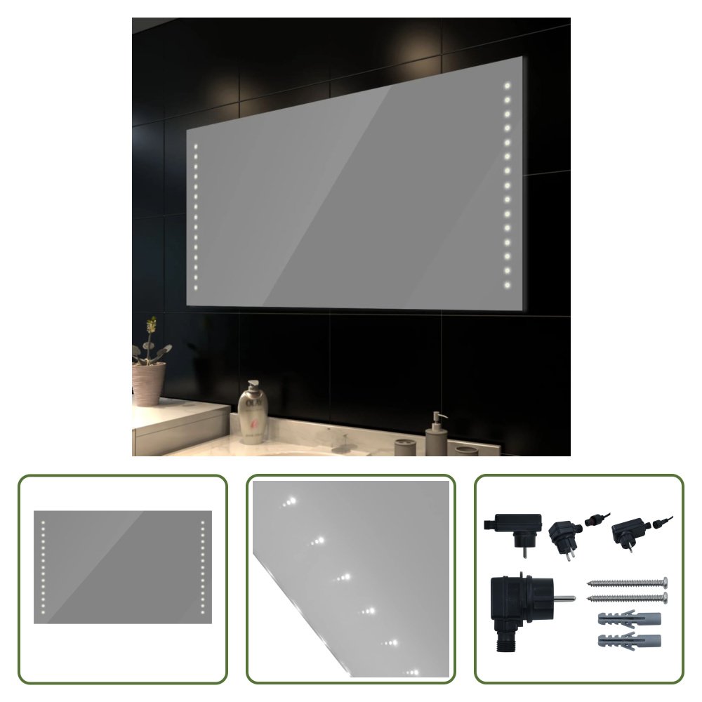 The Living Store Lustro łazienkowe z oświetleniem LED 100×60 cm