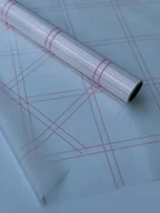 Folia, papier śniadaniowy, serwetki - Folia matowa ze wzorem KRATKA, Przezroczysty + różowy - miniaturka - grafika 1