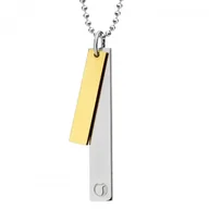 Naszyjniki - Naszyjnik SIMPLE, dwie blaszki na kulkowym łańcuszku, kolor złoty - Manoki - miniaturka - grafika 1