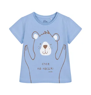 T-shirt dla dziecka do 2 lat, z misiem i napisem Chcę na rączki, błękitny - Bluzki dla niemowląt - miniaturka - grafika 1