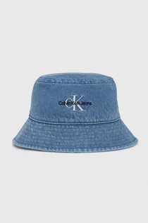 Czapki damskie - Calvin Klein Jeans kapelusz jeansowy kolor niebieski bawełniany - grafika 1