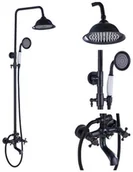 Baterie wannowe i prysznicowe - Bateria prysznicowa retro EUMENA czarna - miniaturka - grafika 1