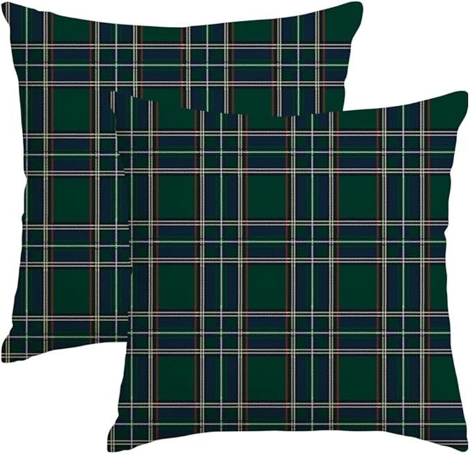 Poszewki świąteczne 45x45 zielone kratka 2 szt dekoracyjne