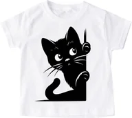 Koszulki dla dziewczynek - koszulka z kotem dla dziecka kot czarny 1 - miniaturka - grafika 1