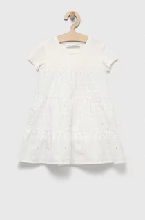 Sukienki i spódniczki dla dziewczynek - Desigual sukienka dziecięca kolor biały midi rozkloszowana - grafika 1