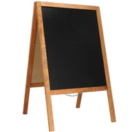 Tablice i flipcharty - Potykacz kredowy, dwustronna tablica 100x60 cm drewniany, brązowo-czarna - miniaturka - grafika 1