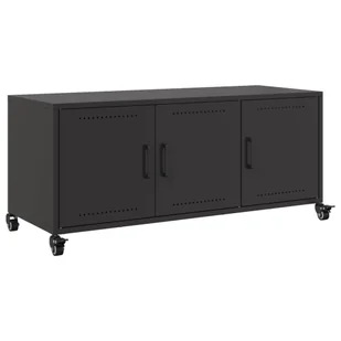 vidaXL Szafka pod telewizor czarna 100,5x39x43,5 cm stalowa - Szafki RTV - miniaturka - grafika 1