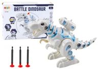 Figurki dla dzieci - BIAŁY DINOZAUR Z WYRZUTNIĄ STRZAŁEK ŚWIATŁA DŹWIĘKI - miniaturka - grafika 1