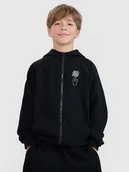 Bluzy dla chłopców - 4F Bluza dresowa rozpinana z kapturem chłopięca - czarna 122 (6-7 lat) - miniaturka - grafika 1