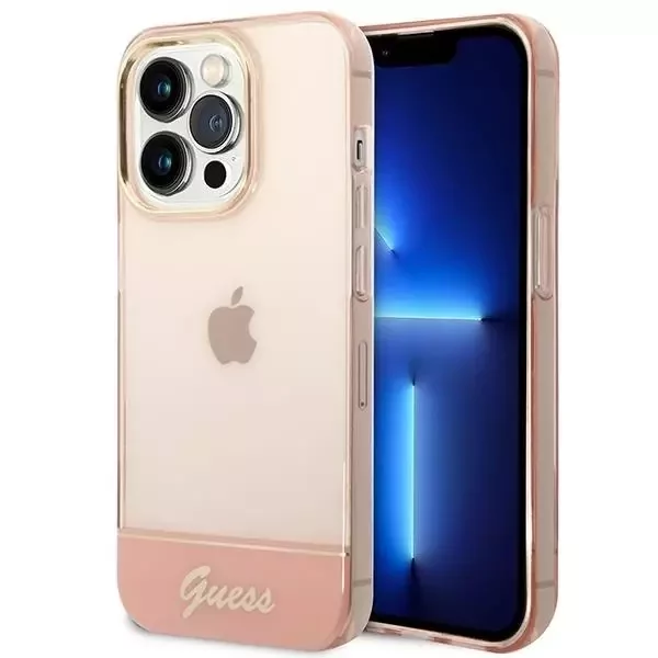 Guess GUHCP14LHGCOP iPhone 14 Pro 6,1` różowy/pink hardcase Translucent