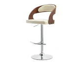 Taborety i hokery - Stylowy Hoker Barowy Z Drewna I Ekoskóry Nr 22 Orzech Krem - miniaturka - grafika 1