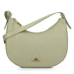 Skórzana torebka typu bagietka pistacjowa - Torebki damskie - miniaturka - grafika 1