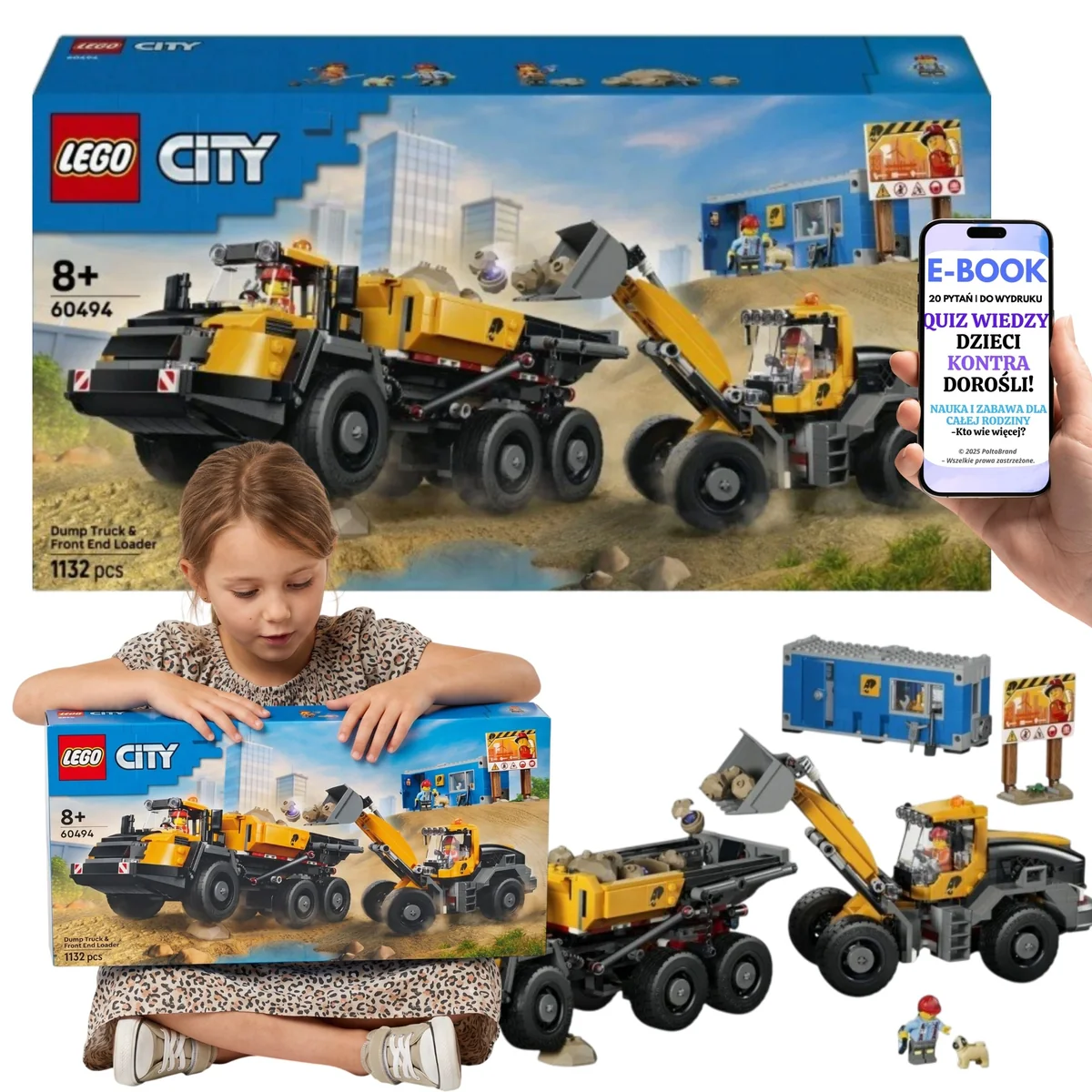 LEGO 60494 City Wywrotka Ładowarka Czołowa Pojazdy Budowlane Prezent Dla Chłopca