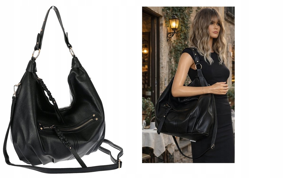 Torebka Damska Listonoszka Worek Shopper Torba na Ramię CC3501 Czarna