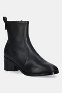 Botki damskie - Tommy Hilfiger botki skórzane TH STRETCH LEATHER BOOTIE damskie kolor czarny na słupku FW0FW08860 - miniaturka - grafika 1