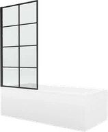 Wanny - Mexen Cubik wanna prostokątna 160 x 70 cm z obudową i parawanem 1-skrzydłowym 80 cm, czarny wzór - 550316070X9308017077 - miniaturka - grafika 1