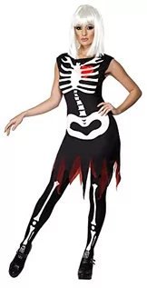 Sukienki - Smiffys Smiffys damskie jasne kości świecące w ciemności Costum, sukienka i oświetlenie LED, legendy zła, Halloween, czarny, mały 36993S - grafika 1