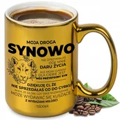 Kubki - KUBEK XXL 440ML ZŁOTY STYLOWY ZABAWNY PREZENT DLA SYNOWEJ NA KAŻDĄ OKAZJĘ - miniaturka - grafika 1