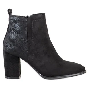 Sergio Leone Zamszowe Botki czarne - Botki damskie - miniaturka - grafika 1