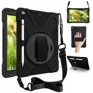 Etui do tabletów - D-Pro 360 Armor pancerne etui + pasek na ramię + Apple Pencil Holder iPad 7/8/9 10.2 (Black) - miniaturka - grafika 1
