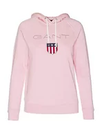 Bluzy damskie - GANT Damska bluza z kapturem Shield Sweat Hoodie, różowy (Preppy Pink 614), M - miniaturka - grafika 1