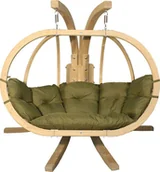 Fotele ogrodowe wiszące - Elior Pistacjowy fotel kula do ogrodu - Parys 3X - miniaturka - grafika 1