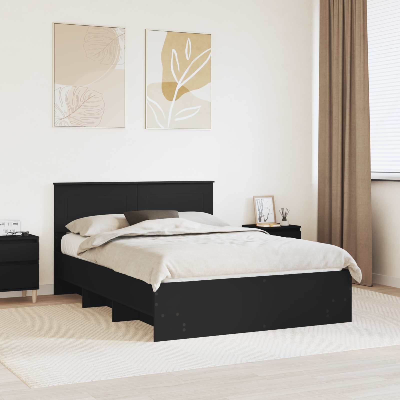 vidaXL Ramka łóżka Czarny 140 x 200 cm Materiał z drewna kompozytowego