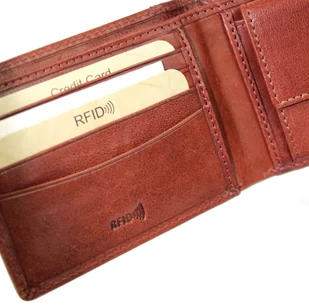 Portfel Męski Skórzany EL FORREST Mały Z Zapinką Skóra Bydlęca Poziomy 916 R 29 RFID BRĄZOWY 11 x 8 x 2 [cm] - Portfele - miniaturka - grafika 7